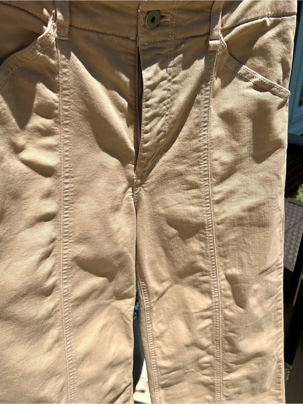 Anthropologie Maeve Delaney Crop Clean-Seamed High-Rise Wide Leg Beige Size 27 - Picture 7 of 8